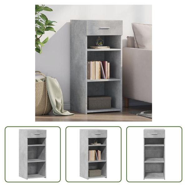 The Living Store Credenza Cemento Grigio 40X42,5X93 Cm Materiale Legno-image