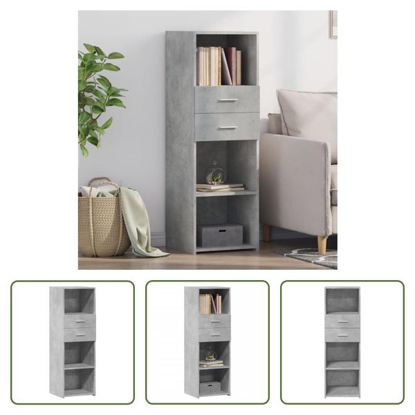 The Living Store Credenza In Cemento Grigio 40X42,5X124 Cm Materiale In Legno-image