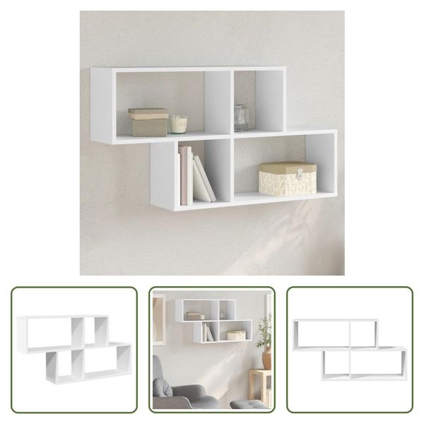 The Living Store Scaffale A Muro Bianco 100X20X53 Cm Materiale A Base Di Legno-image