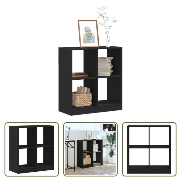 The Living Store Libreria Nera 68,5X32X75 Cm Materiale A Base Di Legno-image