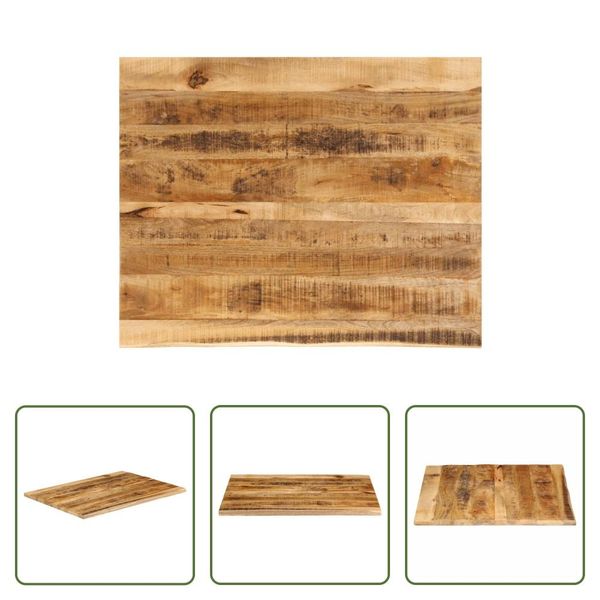 The Living Store Piano D'appoggio 90X80X3,8 Cm Bordo Albero Legno Massiccio Rough Mango Wood-image