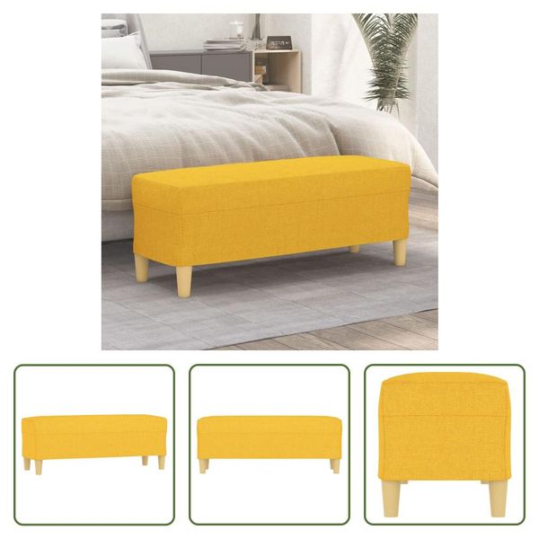 The Living Store Panca Giallo Chiaro 100X35X41 Cm Tessuto-image