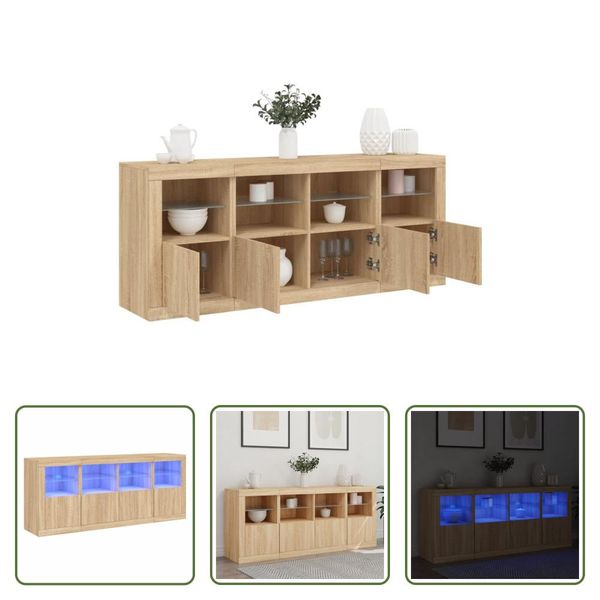 The Living Store Credenza Con Luci Led Rovere Sonoma 163X37X67 Cm-image