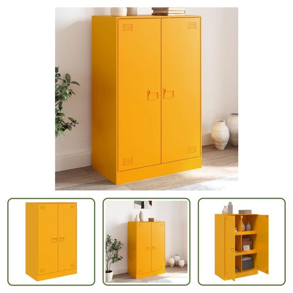 The Living Store Credenza Giallo Senape 67X39X107 Cm Acciaio-image