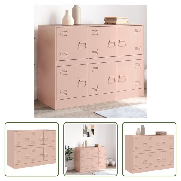 The Living Store Credenza Rosa 99X39X73 Cm Acciaio-image
