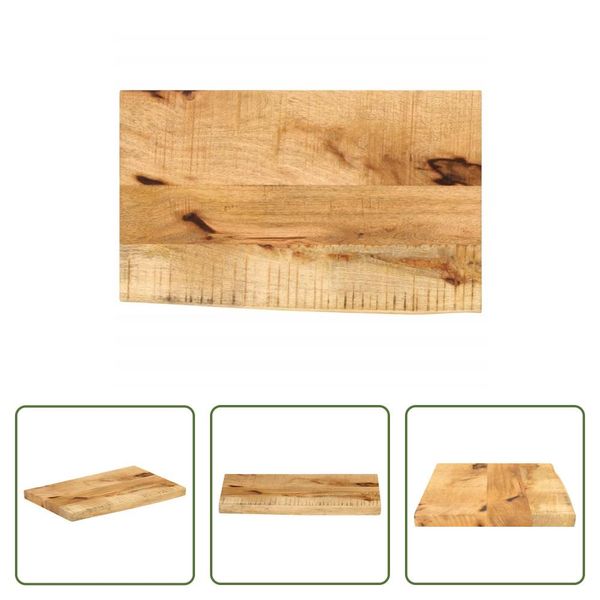 The Living Store Piano Del Tavolo 60X20X2,5 Cm Bordo Albero In Legno Massiccio Legno Di Mango Grezzo-image