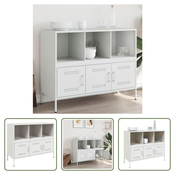 The Living Store Madia Bianca 100,5X39X79 Cm Acciaio Laminato A Freddo-image