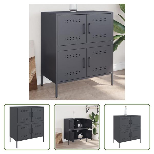 The Living Store Credenza Anthrazit 68X39X79 Cm Stahl-image
