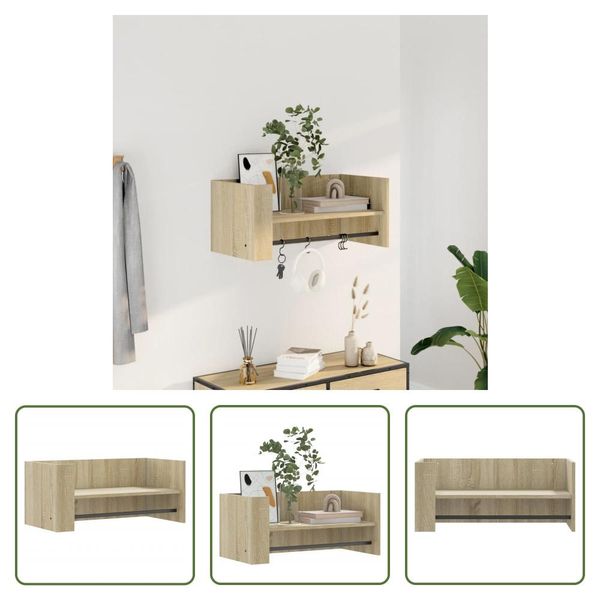 The Living Store Mensola A Muro Rovere Sonoma 70,5X35X30,5 Cm Materiale In Legno-image