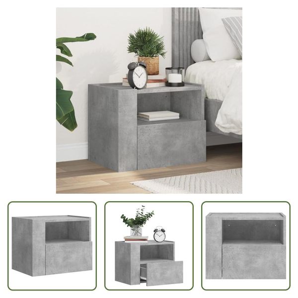 The Living Store Comodino A Parete Grigio Cemento 45X30X35 Cm-image