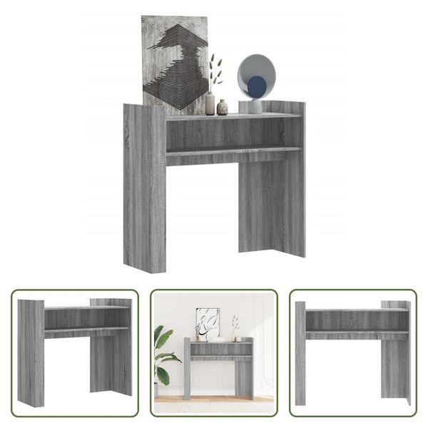 The Living Store Consolle Grigia Sonoma 100X35X90 Cm In Materiale Ligneo-image