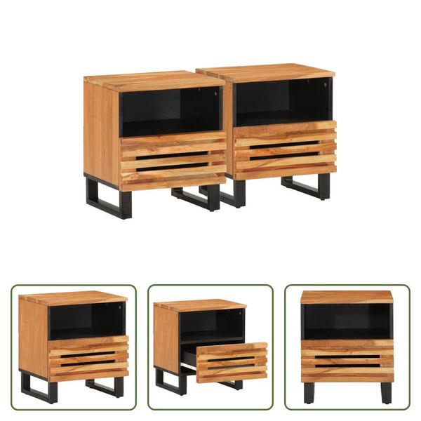 The Living Store Comodini 2 Pezzi 40X34X46 Cm In Legno Massiccio Di Acacia-image