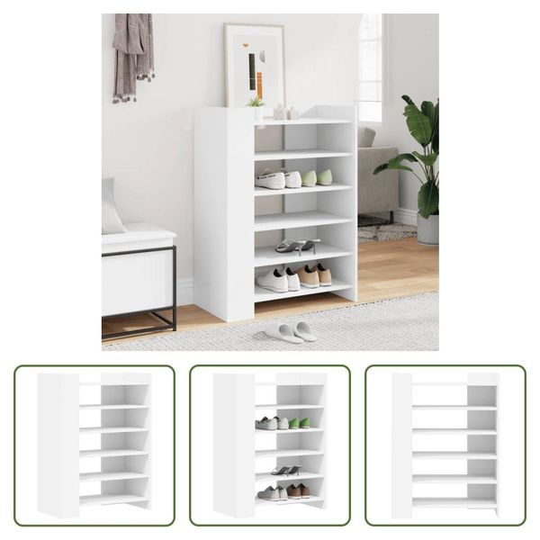 The Living Store Scarpiera Bianca 74,5X37,5X100 Cm Materiale In Legno-image
