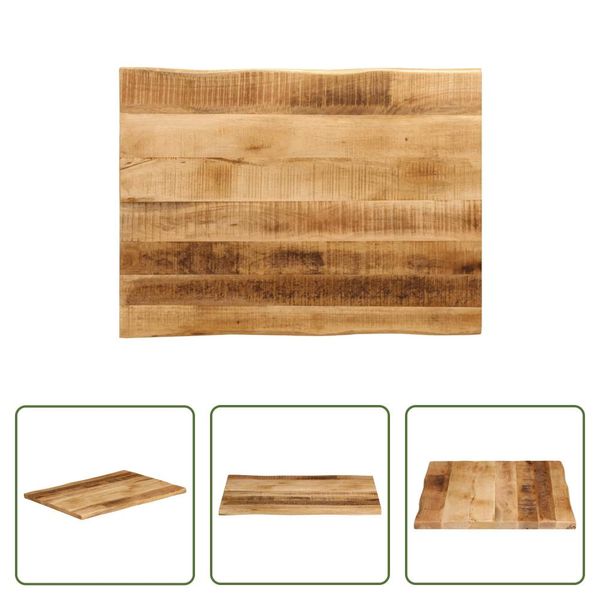 The Living Store Piano Del Tavolo Con Bordo Ad Albero 80X60X3,8 Cm Legno Massiccio Di Mango Grezzo-image