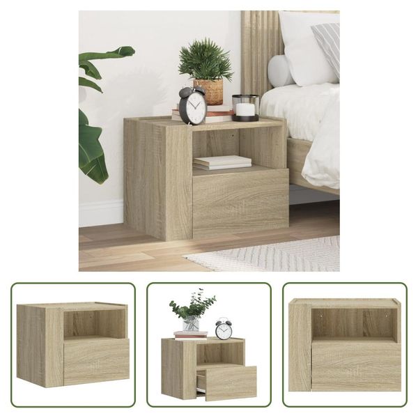 The Living Store Comodino A Parete Rovere Sonoma 45X30X35 Cm-image