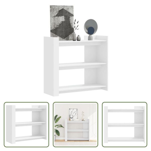 The Living Store Tavolo Consolle Bianco 100X35X90 Cm In Materiale Ligneo-image