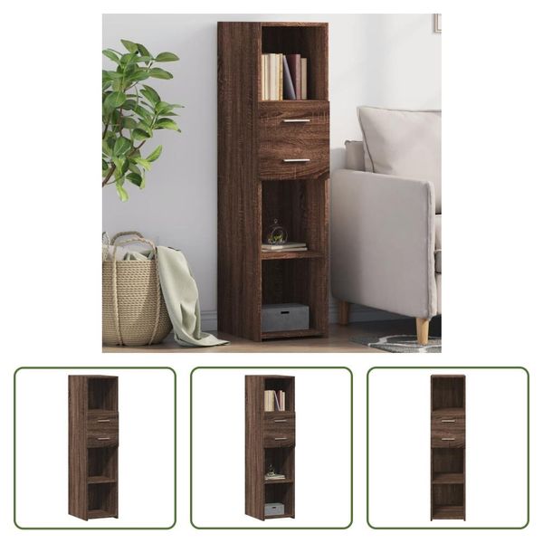 The Living Store Credenza Look Rovere Marrone 30X42,5X124 Cm Materiale In Legno-image