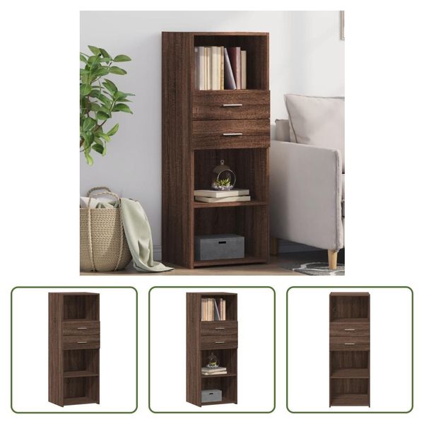The Living Store Credenza Marrone Effetto Rovere 45X42,5X124 Cm Materiale A Base Di Legno-image