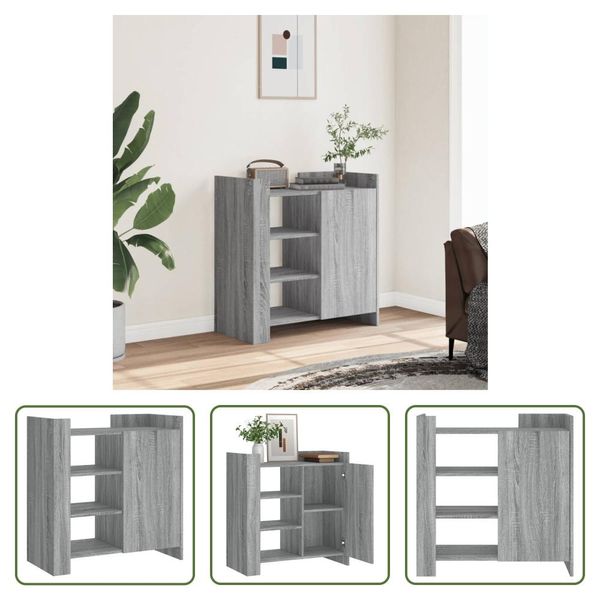 The Living Store Credenza Grigio Sonoma 73,5X35X75 Cm Materiale Legno-image