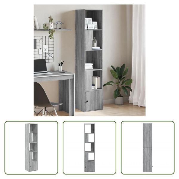 The Living Store Libreria Grigio Sonoma 40X36X189 Cm Materiale A Base Di Legno-image