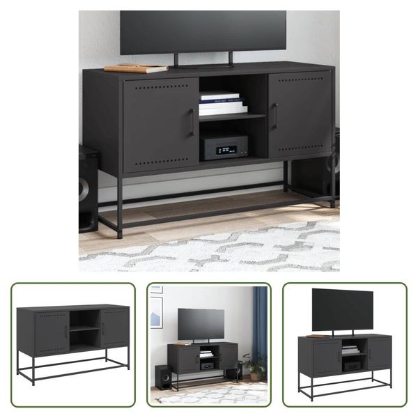 The Living Store Credenza Schwarz 36X39X123 Cm Stahl-image