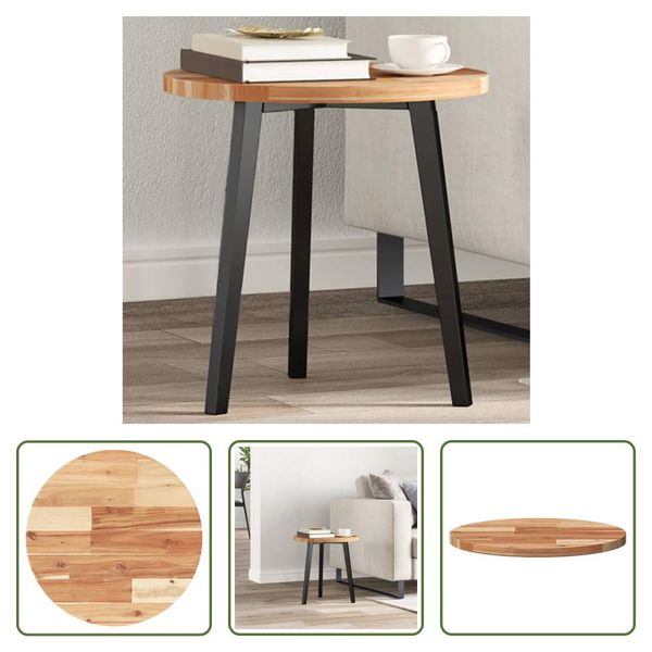 The Living Store Piano Tavolo Rotondo Ø40X2 Cm In Legno Massiccio Di Acacia-image