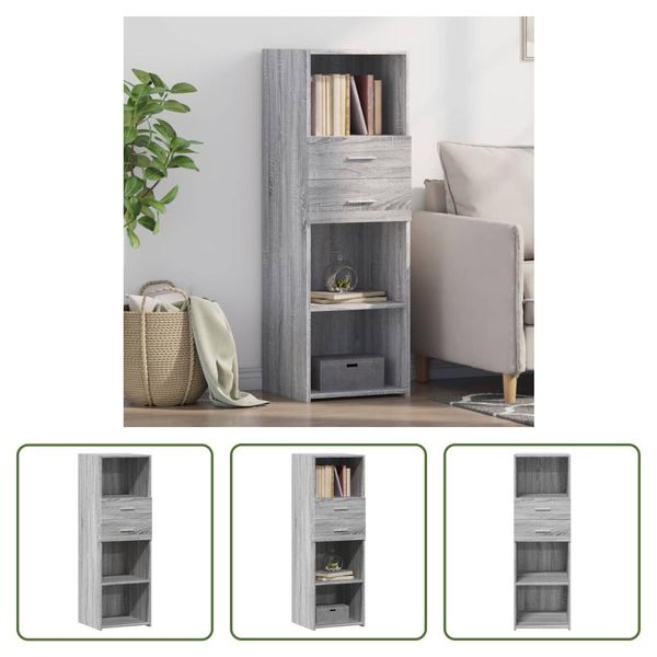 The Living Store Credenza Grey Sonoma 40X42,5X124 Cm Materiale A Base Di Legno-image