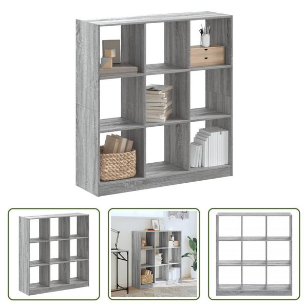 The Living Store Libreria Grey Sonoma 102X32X108 Cm Materiale Legno-image