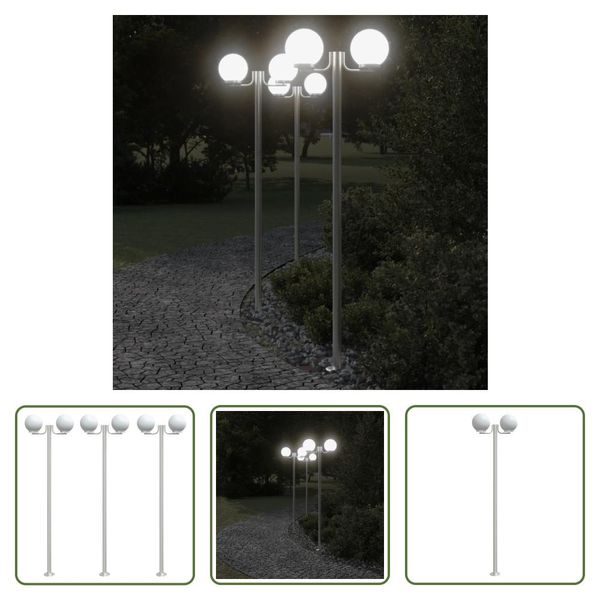 The Living Store Luci Da Sentiero 3 Pezzi Argento 215 Cm In Acciaio Inox-image