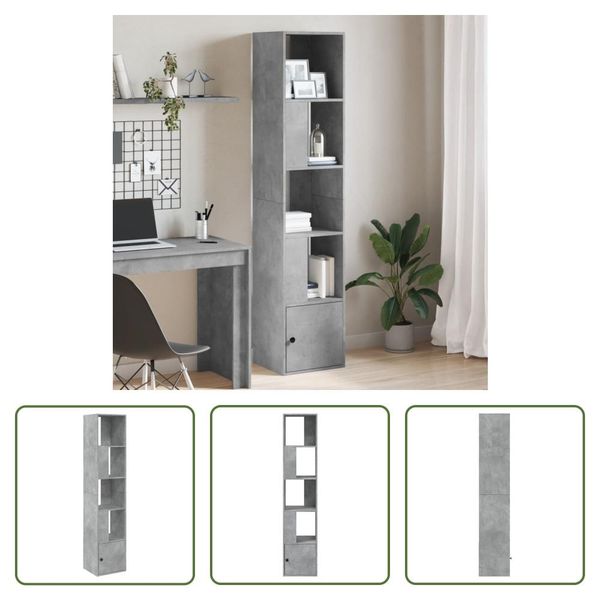 The Living Store Libreria Cemento Grigio 40X36X189 Cm Materiale Legno-image