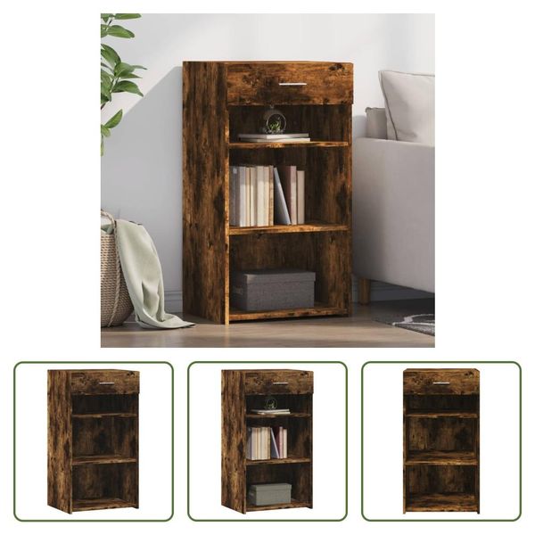 The Living Store Credenza Rovere Fumé 50X42,5X93 Cm Materiale Legno-image