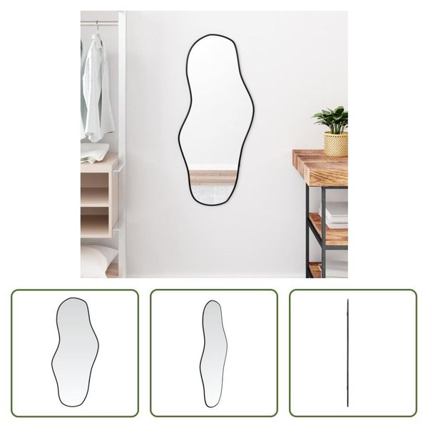 The Living Store Specchio Da Parete Nero 90X40 Cm-image