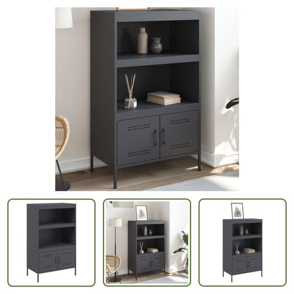 The Living Store Credenza Anthrazit 68X39X113 Cm Stahl-image
