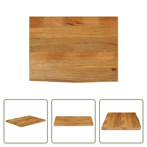 The Living Store Piano Del Tavolo Con Bordo Ad Albero 70X60X2,5 Cm In Legno Massiccio Di Mango-image