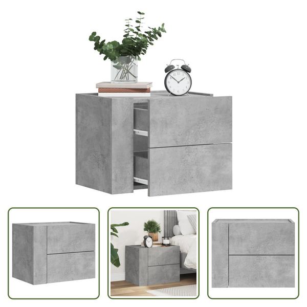 The Living Store Comodino A Parete Grigio Cemento 45X30X35 Cm-image