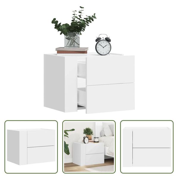 The Living Store Comodino Da Parete Bianco 45X30X35 Cm-image