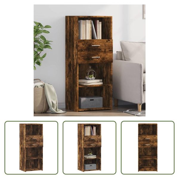 The Living Store Credenza In Rovere Fumé 50X42,5X124 Cm Materiale In Legno-image