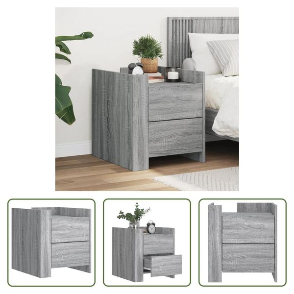 The Living Store Comodino Grigio Sonoma 45X50X50 Cm Materiale In Legno-image