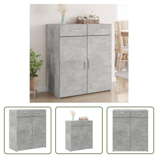 The Living Store Credenza Cemento Grigio 80X42,5X93 Cm Materiale A Base Di Legno-image