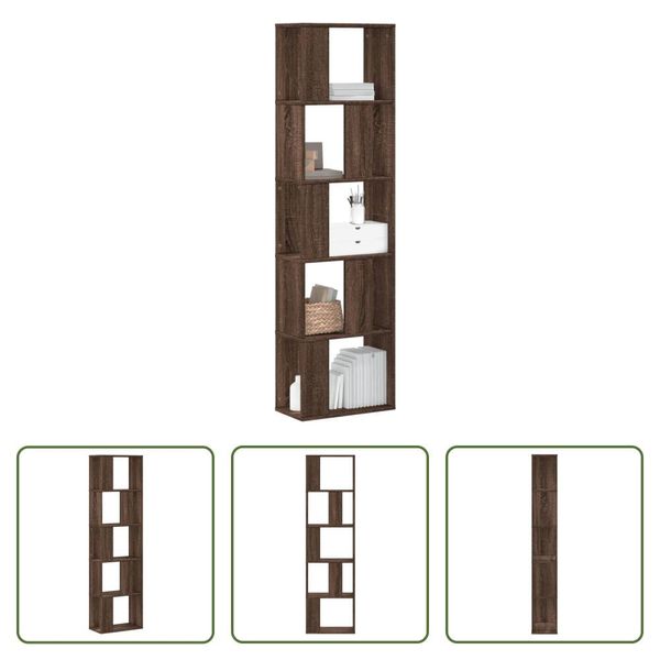 The Living Store Libreria A 5 Ripiani Effetto Rovere Marrone 45X23,5X162,5 Cm-image