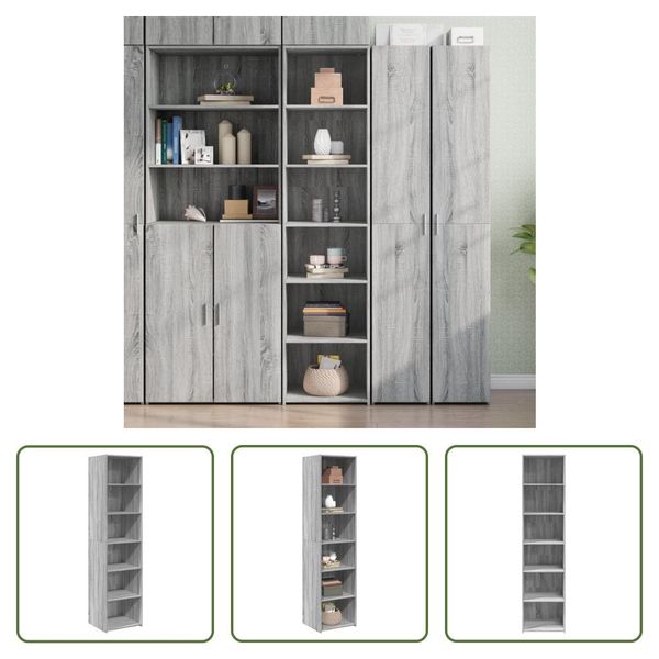 The Living Store Credenza Grey Sonoma Rovere 45X41X185 Cm Materiale Legno-image
