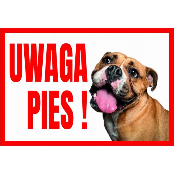 Attenzione Cane ! Buldog 250X175 Cartello Informativo - Pannello In Pvc-image