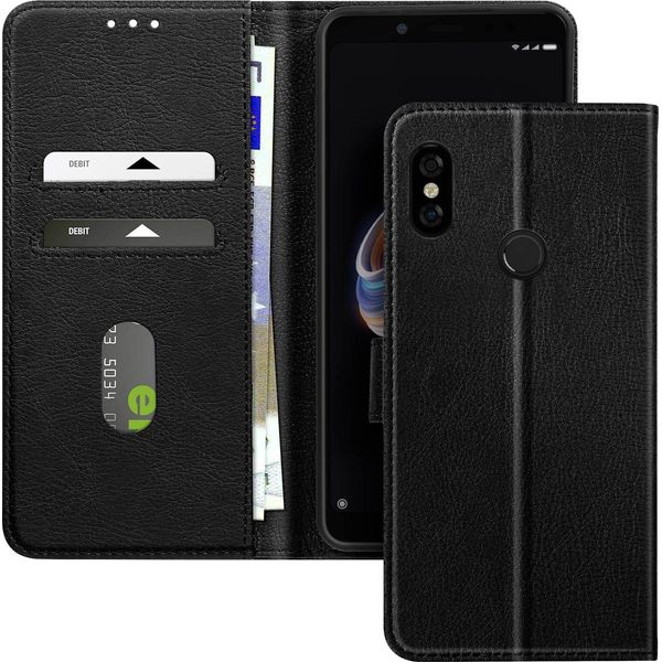 Avizar, Custodia In Pelle Finta Con Funzione Di Supporto Xiaomi Redmi Note 5, Nero-image