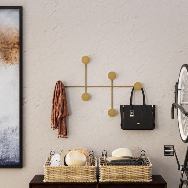 Wallity, Dama-A, Appendiabiti Da Parete E Ganci, Oro, Metallo, 82 X 60 X 10 Cm-image