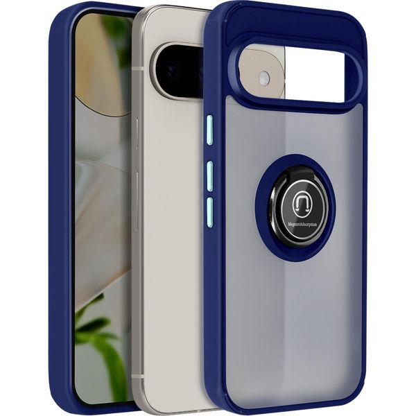 Avizar, Custodia Per Cellulare Per Google Pixel 9 / 9 Pro Anello In Metallo, Supporto Video, Blu Scuro-image