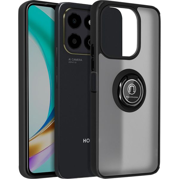 Avizar, Custodia Per Cellulare Per Honor X6B Anello In Metallo, Supporto Video, Nero-image