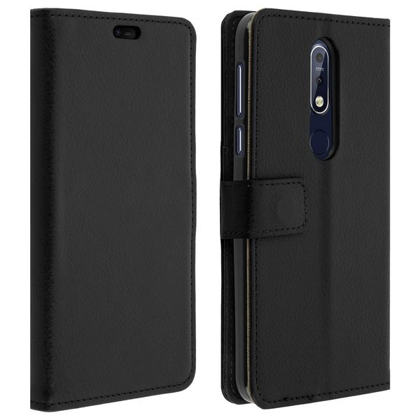 Avizar, Nokia 7.1 Flip Cover Con Slot Per Schede E Funzione Stand, Nero-image
