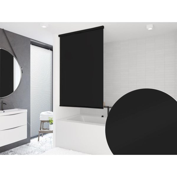 Tenda A Rullo Per Doccia A Cassetta Halb Modello Uni Black 7 Larghezze A Scelta (100X240 Cm)-image
