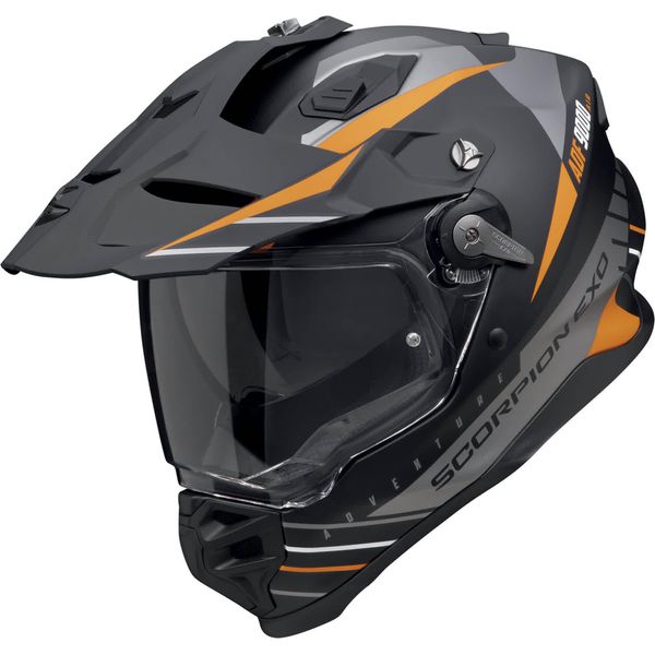 Casco Motocross Scorpion ADF-9000 Air Feat, Nero Opaco/Argento/Arancio, L (58/59)-image