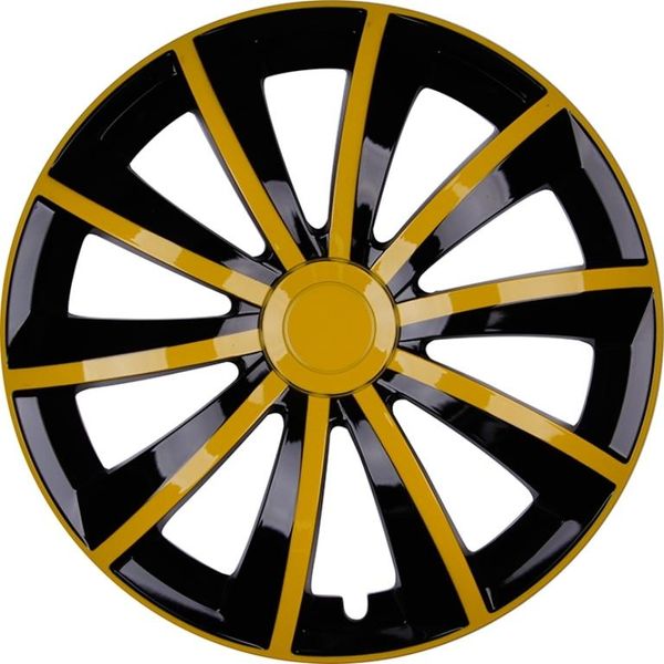 4X Coprimozzi Premium Design Copriruota Gral 15 Inch #35 Giallo Nero-image